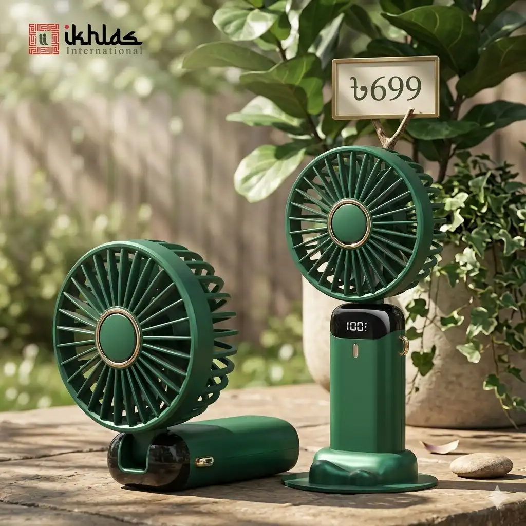 Smart Foldable Rechargeable Fan with Digital Display & 90° Adjustment