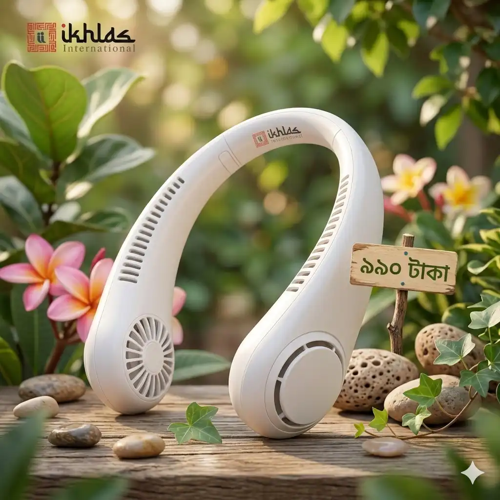 Portable Bladeless Neck Fan - ৩৬০° কুলিং রিচার্জেবল নেক ফ্যান 🌬️
